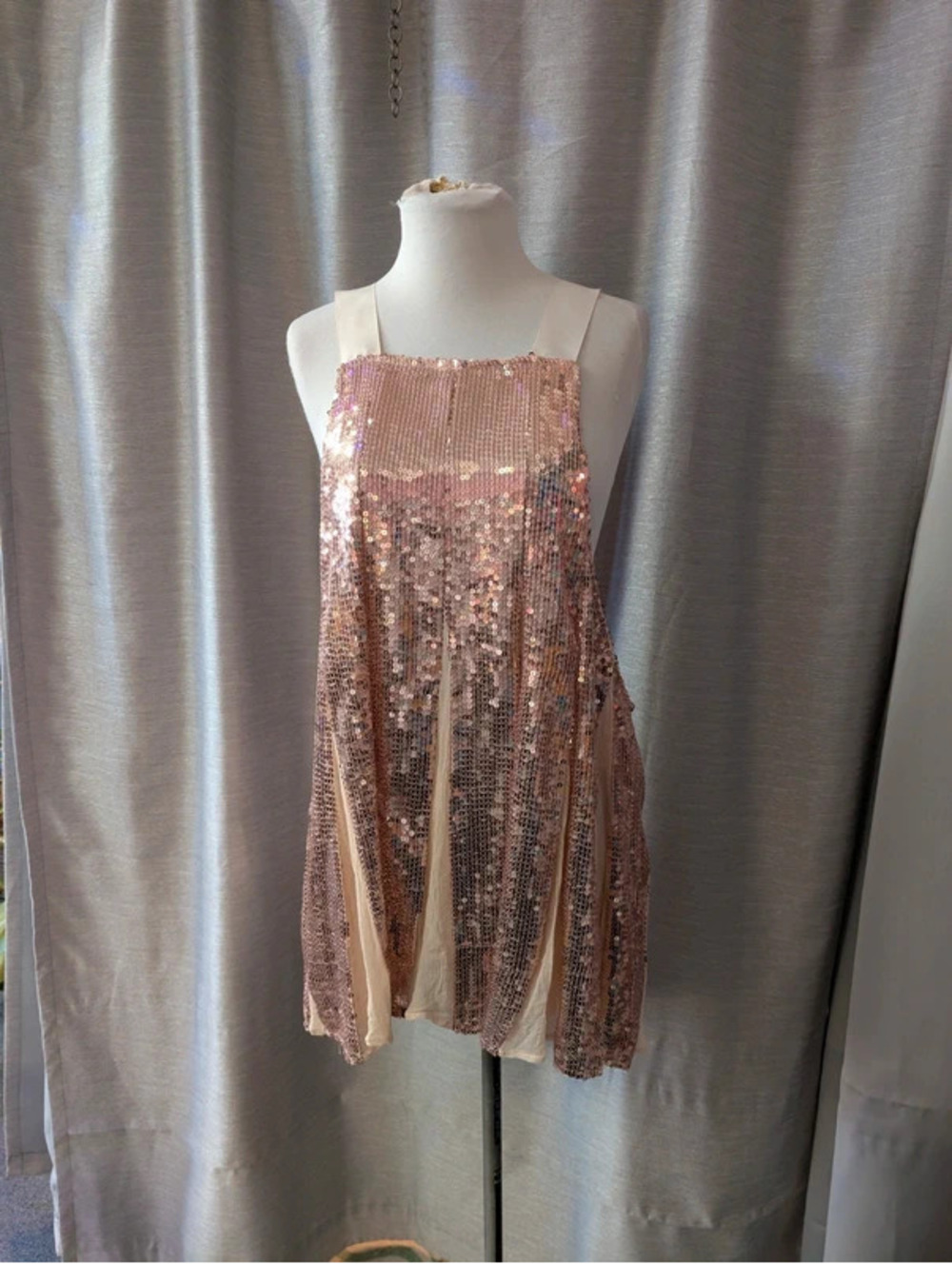 Free People Rose Gold Sequin Dress XL